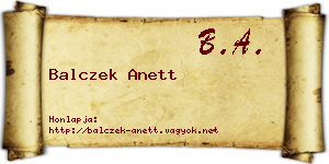 Balczek Anett névjegykártya